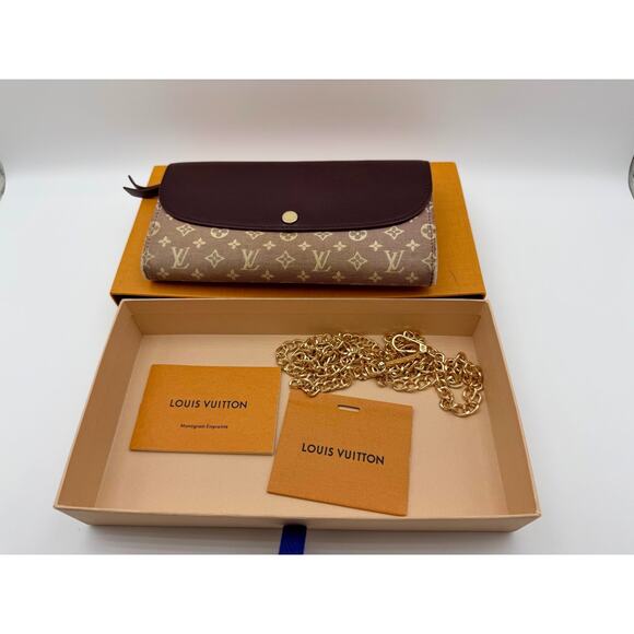 LOUIS VUITTON LV Monogram Mini Lin Portefeuille Sarah Long Chain Wallet | COA - Picture 3 of 15